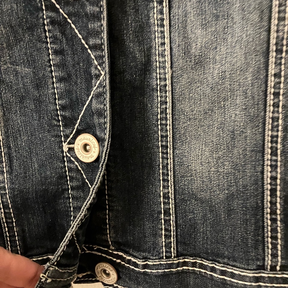 Maurices Dark Wash Stretch Denim Jean Jacket XL - Picture 4 of 6